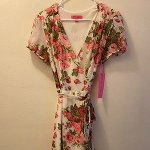NWT Rose Floral Betsy Johnson Wrap Dress 12